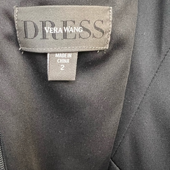 Vera Wang Dress Cap Sleeve Black Velvet Sheer detail Size 2 - Picture 5 of 7